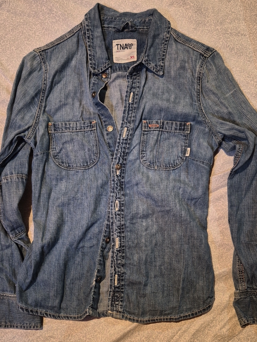 TNA Women's Light Denim Button-Up Shirt